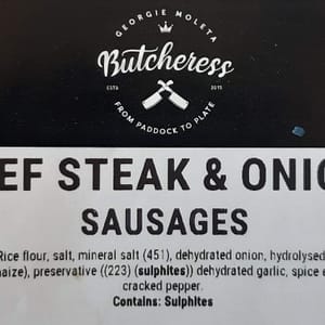 Beef Steak & Onion Sausages
