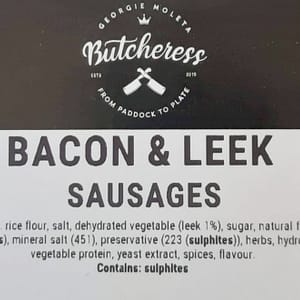 Bacon & Leek Sausages