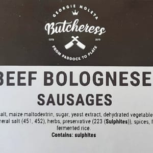 Beef Bolognese Sausages