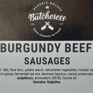Burgundy Beef Sausages