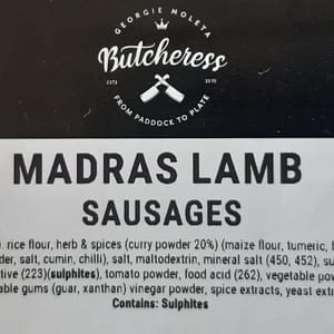 Madras Lamb Sausages
