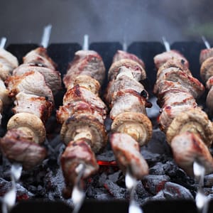 Beef Double Smoke Glazed Kebabs